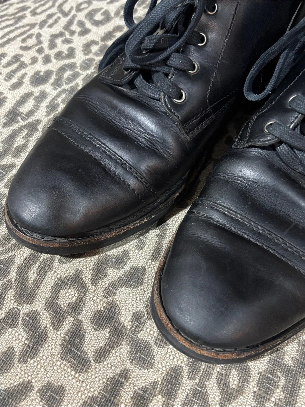 Thursday everyday black leather men’s small batch handcrafted lace up boots 9.5